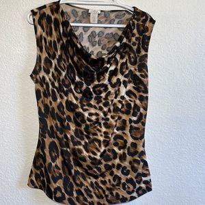 Creative Design Works leopard print sleeveless blouse top, large